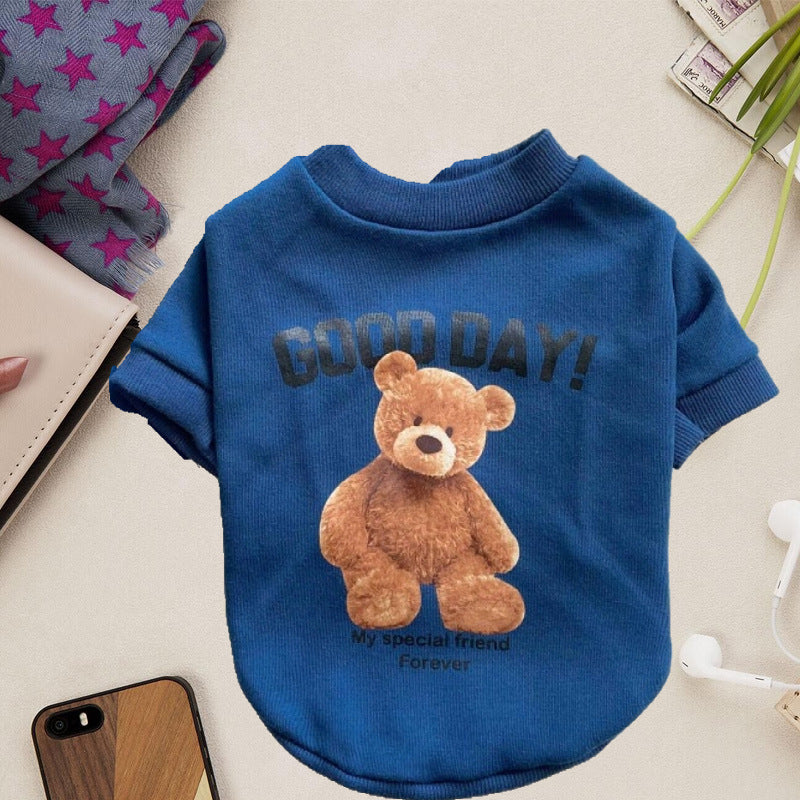 HKM-0032189 Soft Cotton Winter Teddy Bear Pet Pajamas for Cats and Dogs - Dark Blue, Beige, Khaki, Pink