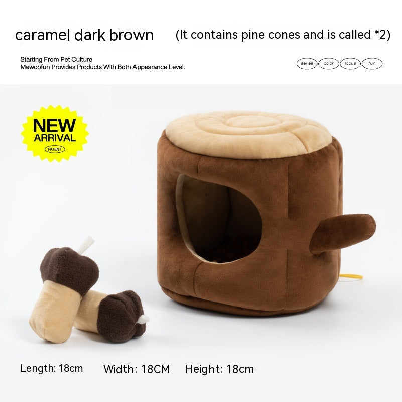 HKM-0032829 Pet Toy in Khaki Beige and Brown Owl Style, Soft Velvet and Sponge Material
