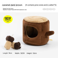 HKM-0032829 Pet Toy in Khaki Beige and Brown Owl Style, Soft Velvet and Sponge Material