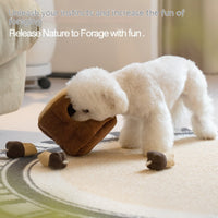 HKM-0032829 Pet Toy in Khaki Beige and Brown Owl Style, Soft Velvet and Sponge Material