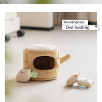 HKM-0032829 Pet Toy in Khaki Beige and Brown Owl Style, Soft Velvet and Sponge Material