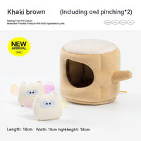 HKM-0032829 Pet Toy in Khaki Beige and Brown Owl Style, Soft Velvet and Sponge Material
