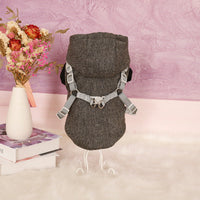 HKM-0033085 Thickened Pet Sweatshirt for Dogs - Cozy Two-Legged Apparel in Black and Gray, Sizes S to XXL