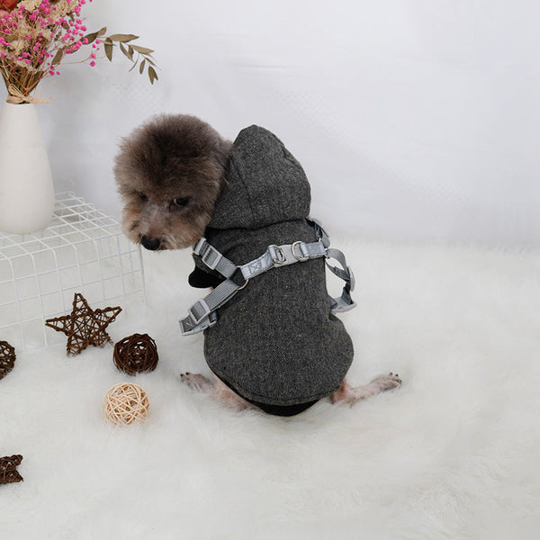HKM-0033085 Thickened Pet Sweatshirt for Dogs - Cozy Two-Legged Apparel in Black and Gray, Sizes S to XXL