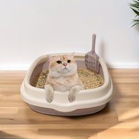 HKM-0033469 Pet Training Litter Box with Scoop - Plastic Anti-Splash Tray for Cats and Dogs