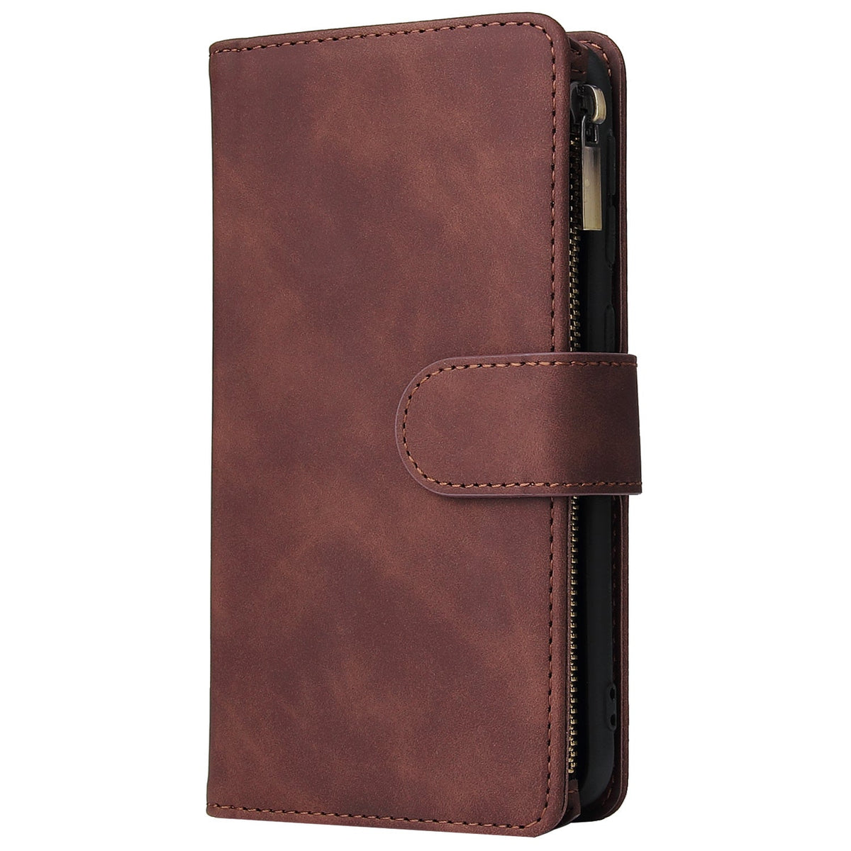 HKM-003347 Retro Frosted Zipper Leather Wallet Case for Samsung Models