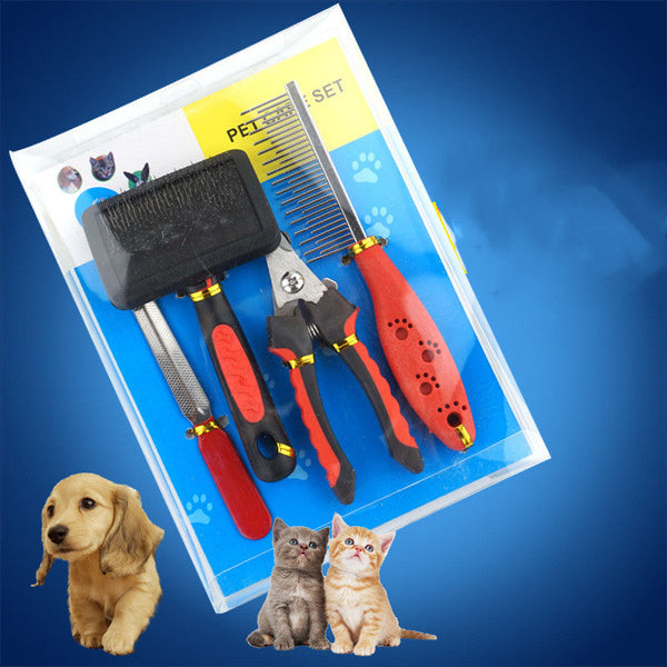 HKM-0033597 Dog Grooming Four-Piece Stainless Steel Comb and Nail Care Kit