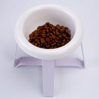 HKM-0033981 Elevated Antislip Cat Feeding Bowl with Iron Stand - 100% Porcelain Ceramic Pet Food and Water Feeder