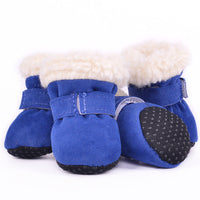 HKM-0034621 Waterproof Warm Dog Shoes in Blue, Leopard Print, Pink, and Red - Set of 4