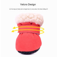 HKM-0034621 Waterproof Warm Dog Shoes in Blue, Leopard Print, Pink, and Red - Set of 4