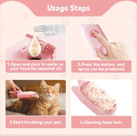 HKM-0035261 3-In-1 Pet Steam Brush for Shedding, Massage, Grooming - Suitable for Dogs & Cats, Short & Long Hair