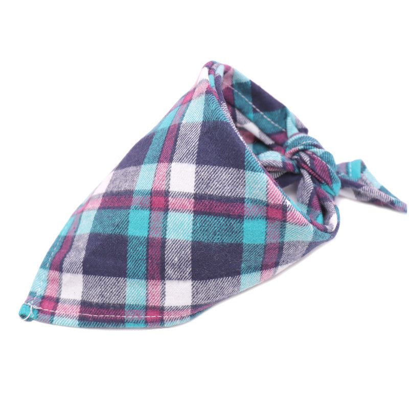 HKM-0035389 Scottish Style Spring Cotton Triangle Scarf in Flannel Design