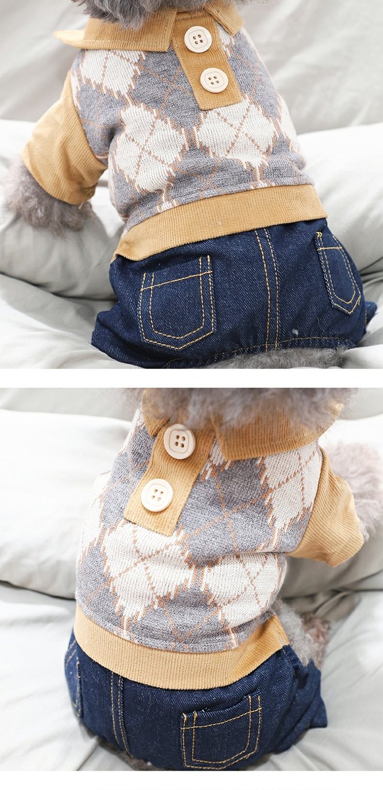 HKM-0036157 Cozy Four-Legged Dog Winter Outfit - Casual Styles in Navy Grey or Rice Grey