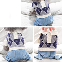 HKM-0036157 Cozy Four-Legged Dog Winter Outfit - Casual Styles in Navy Grey or Rice Grey