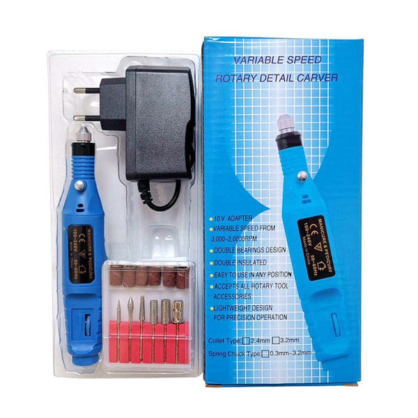 HKM-003731 Electric Nail Polisher with Adjustable Speed and Multiple Grinding Heads for Professional Nail Care