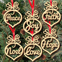 HKM-003859 Christmas Wooden Hollow Pendant Decoration - Set of 6, 7x10cm