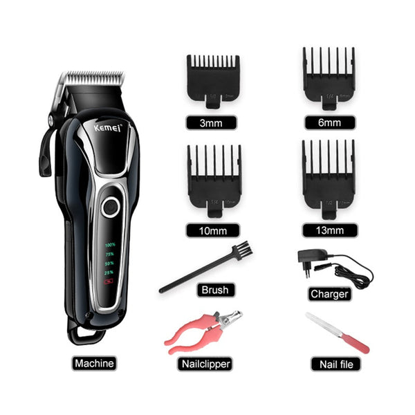 HKM-0039357 Rechargeable LCD Electric Hair Clipper for Pets and Humans with Long-Lasting Battery and Versatile Attachments