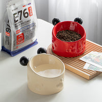 HKM-0039741 Elevated Ceramic Double Bowl with Neck Support for Cats and Dogs - Anti-Spill Design