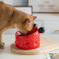 HKM-0039741 Elevated Ceramic Double Bowl with Neck Support for Cats and Dogs - Anti-Spill Design