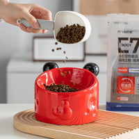 HKM-0039741 Elevated Ceramic Double Bowl with Neck Support for Cats and Dogs - Anti-Spill Design