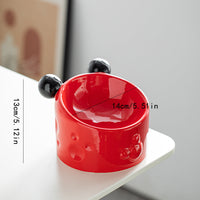 HKM-0039741 Elevated Ceramic Double Bowl with Neck Support for Cats and Dogs - Anti-Spill Design