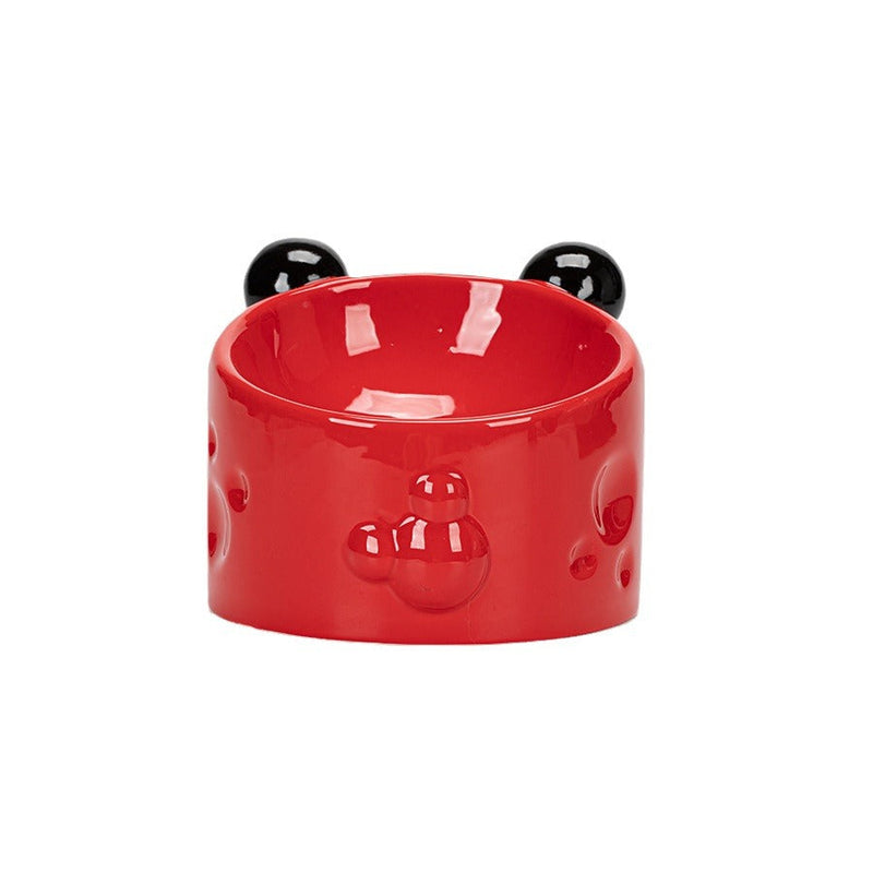 HKM-0039741 Elevated Ceramic Double Bowl with Neck Support for Cats and Dogs - Anti-Spill Design
