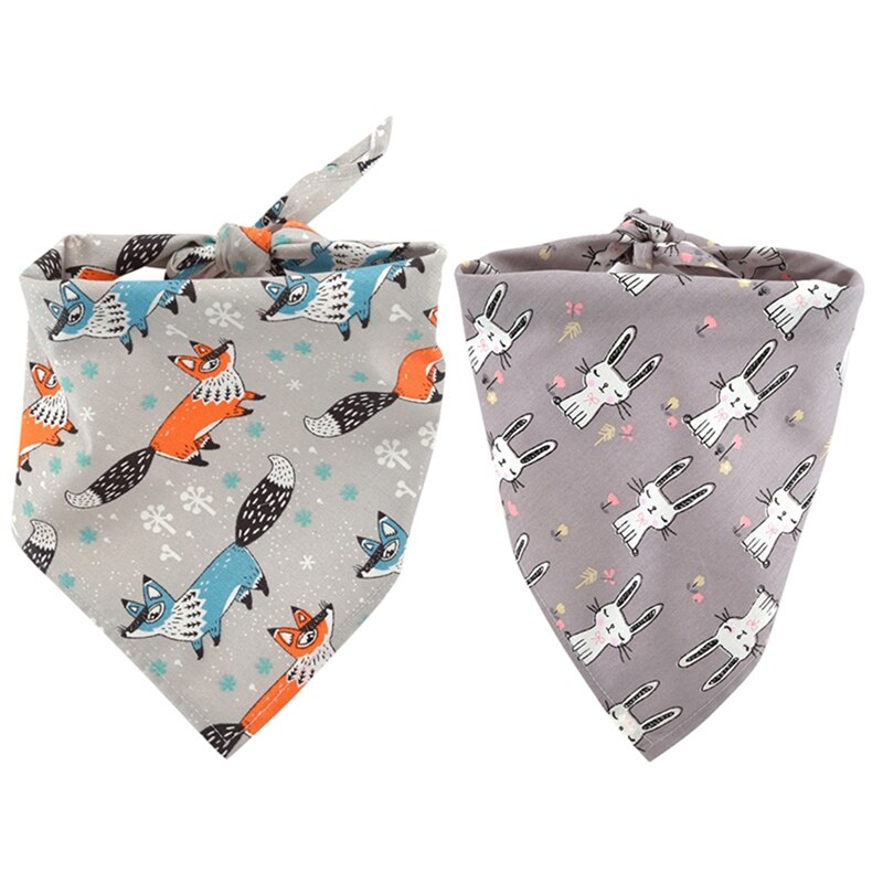 HKM-0041149 Cute Animal Pattern Cotton Pet Bandana for Dogs - Soft, Breathable Scarf - 65x45cm
