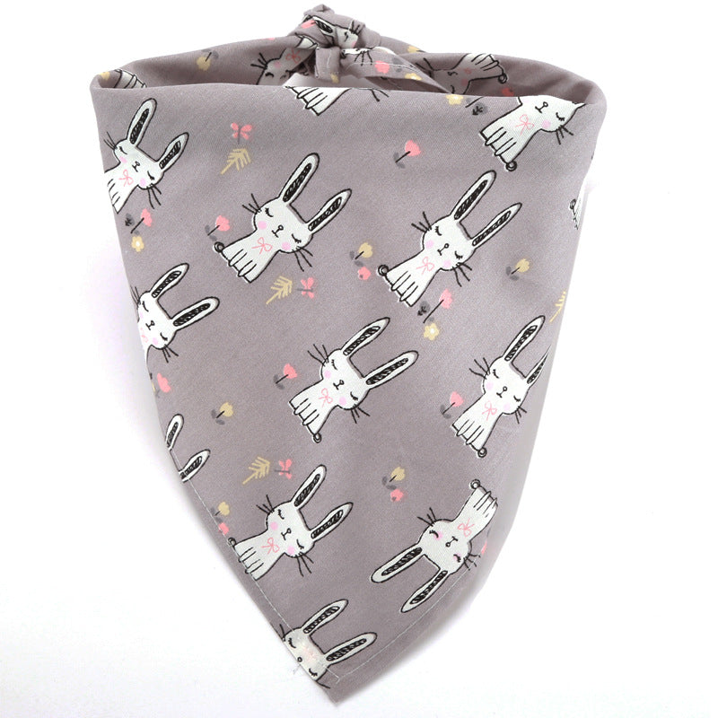 HKM-0041149 Cute Animal Pattern Cotton Pet Bandana for Dogs - Soft, Breathable Scarf - 65x45cm