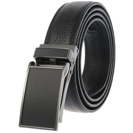 HKM-004115 Zinc Alloy Automatic Buckle Leather Belt - Stylish and Durable Design, Adjustable Fit
