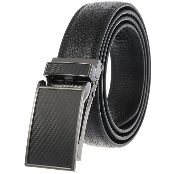 HKM-004115 Zinc Alloy Automatic Buckle Leather Belt - Stylish and Durable Design, Adjustable Fit