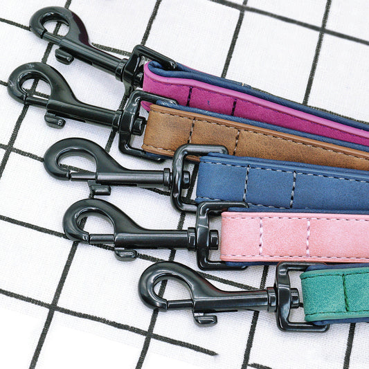 HKM-0043325 Pull-Resistant Leather Dog Leash - Available in Multiple Colors and Sizes