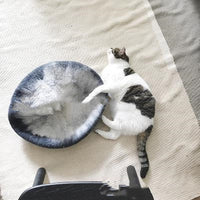 HKM-0043581 Two-Tone Wool Felt Cat Nest with a Black Body and White Neck, 50 cm