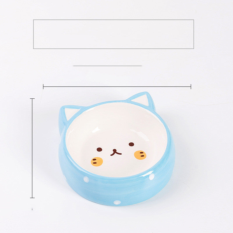 HKM-0043709 Ceramic Cat Food Bowl with Smooth Matte Glaze for Easy Cleaning