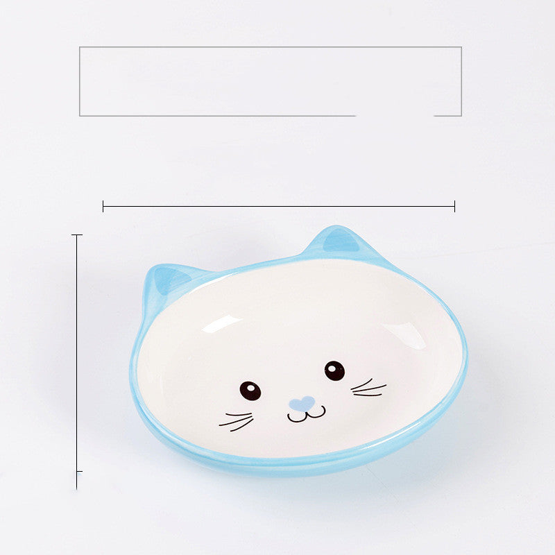 HKM-0043709 Ceramic Cat Food Bowl with Smooth Matte Glaze for Easy Cleaning