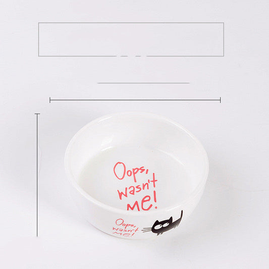 HKM-0043709 Ceramic Cat Food Bowl with Smooth Matte Glaze for Easy Cleaning