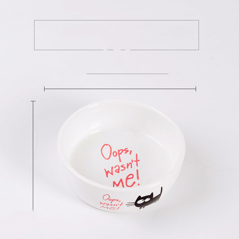 HKM-0043709 Ceramic Cat Food Bowl with Smooth Matte Glaze for Easy Cleaning