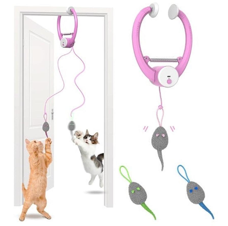 HKM-004435 Colorful Interactive Electric Mouse Toy for Pets - Automatic Door Holder with Hanging Feature