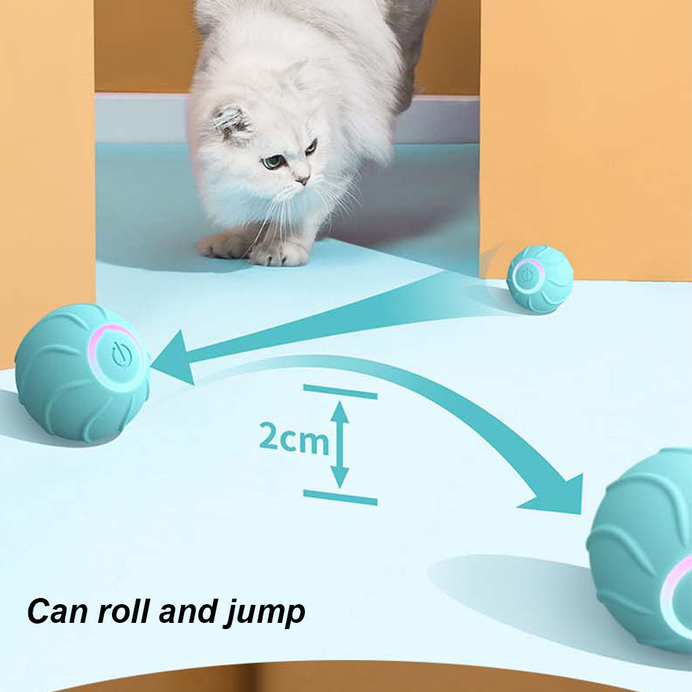 HKM-0046781 Automatic Bouncing Cat Ball Toy - Interactive Self-Moving Kitten Playball for Indoor Exercise and Cognitive Development