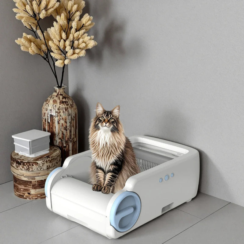HKM-004691 Self-Cleaning Infrared Cat Litter Box with Odor Control and Compact Design