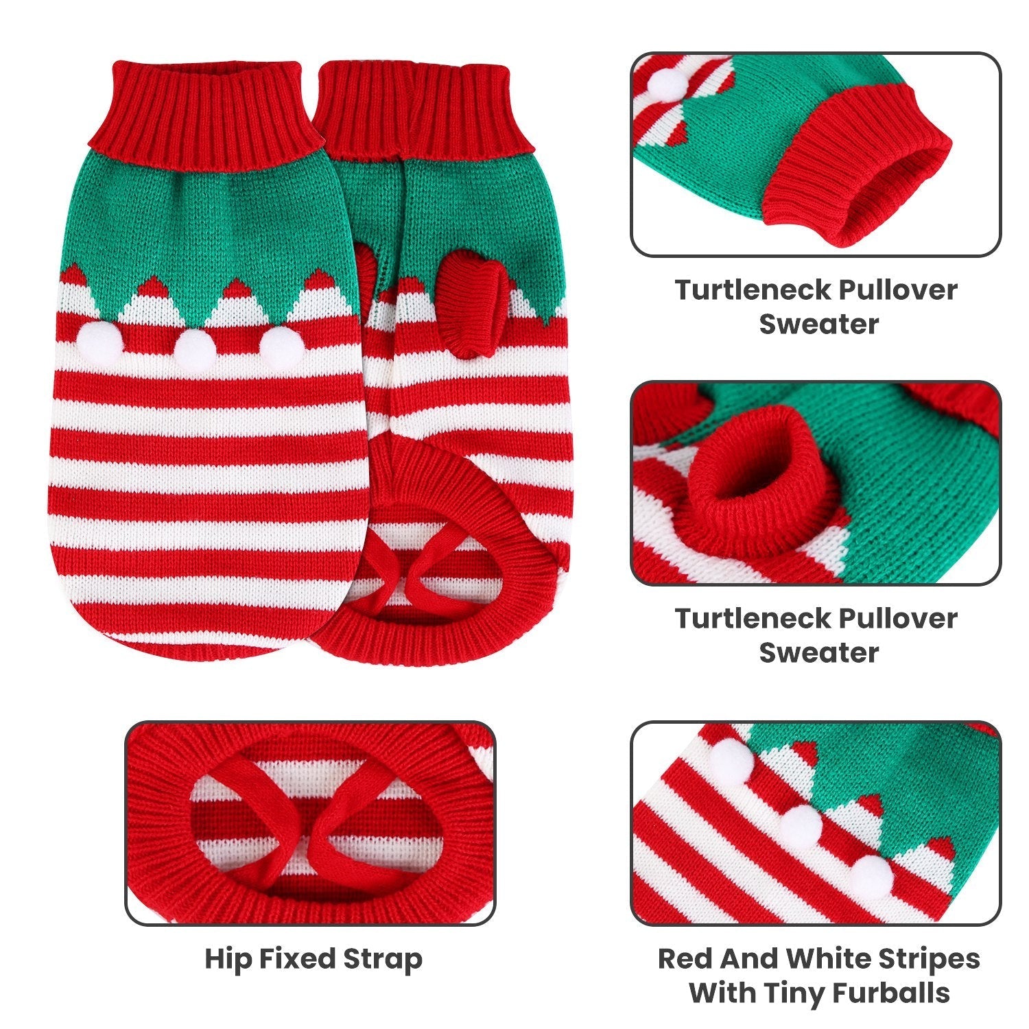 HKM-0047293 Pet Christmas Turtleneck Sweater for Dogs and Cats - Cozy Snowman and Furball Designs in Multiple Sizes