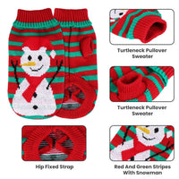 HKM-0047293 Pet Christmas Turtleneck Sweater for Dogs and Cats - Cozy Snowman and Furball Designs in Multiple Sizes
