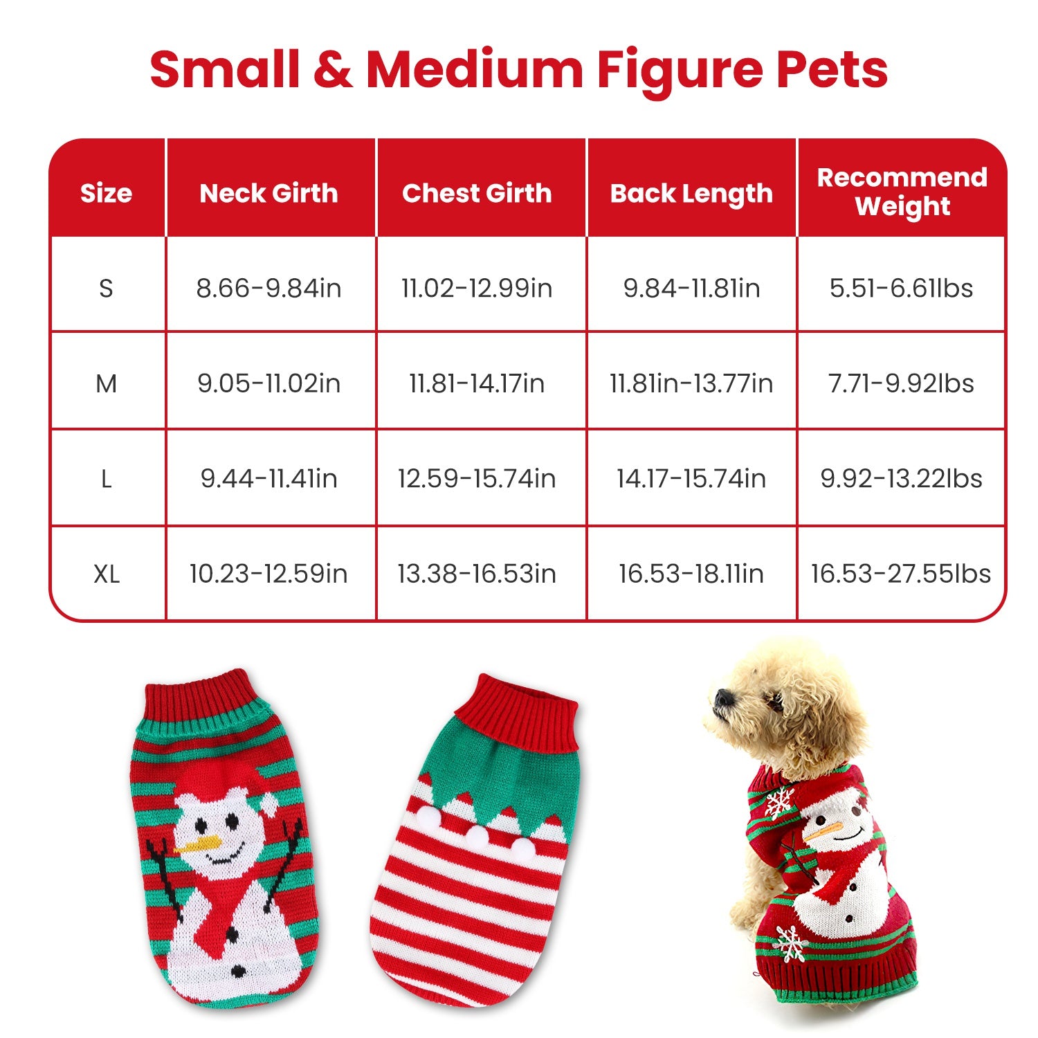 HKM-0047293 Pet Christmas Turtleneck Sweater for Dogs and Cats - Cozy Snowman and Furball Designs in Multiple Sizes