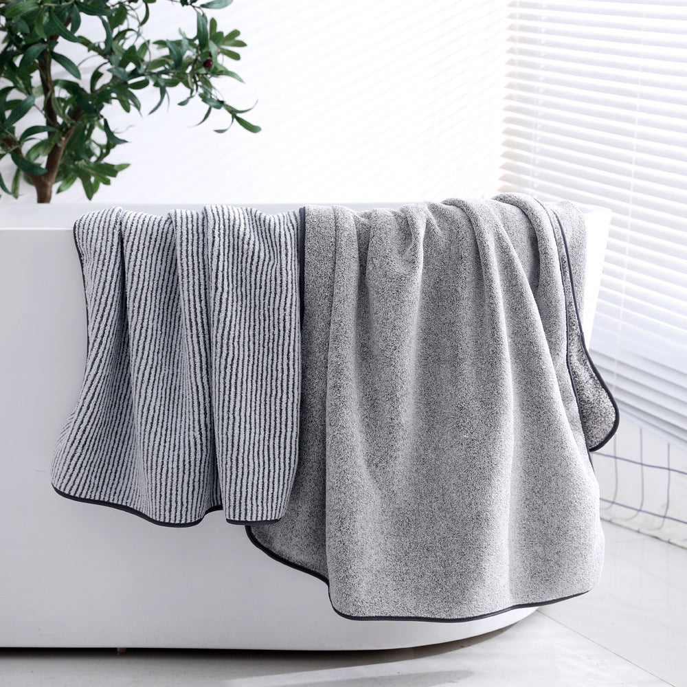 HKM-004819 Antibacterial Bamboo Charcoal Thick Coral Fleece Bath Towel - Light Gray or Dark Gray, Starry Sky Design