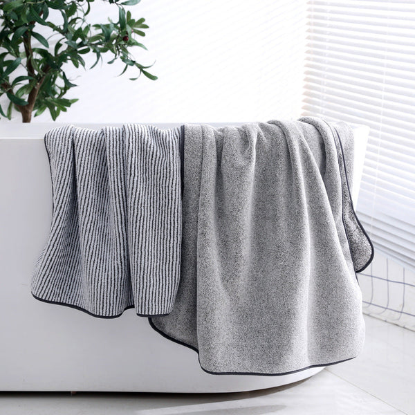 HKM-004819 Antibacterial Bamboo Charcoal Thick Coral Fleece Bath Towel - Light Gray or Dark Gray, Starry Sky Design