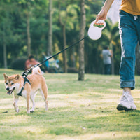 HKM-0049085 Pet Retractable Leash for Dogs of All Sizes - Nylon Traction Belt in Cream White
