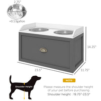 HKM-0049469 Elevated Pet Feeding Station with Storage, 2 Stainless Steel Bowls for Large Dogs, Gray