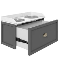 HKM-0049469 Elevated Pet Feeding Station with Storage, 2 Stainless Steel Bowls for Large Dogs, Gray