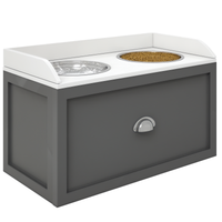 HKM-0049469 Elevated Pet Feeding Station with Storage, 2 Stainless Steel Bowls for Large Dogs, Gray