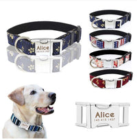 HKM-004947 Adjustable Metal Quick-Release Buckle Fabric Collar for Small and Medium Dogs in Various Colors