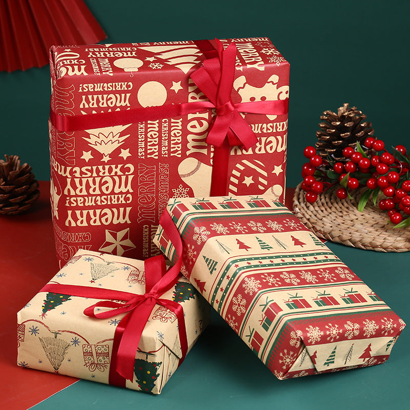 HKM-005011 Kraft Paper Gift Wrapping Sheets for Christmas - 50x70cm, 1 Pack